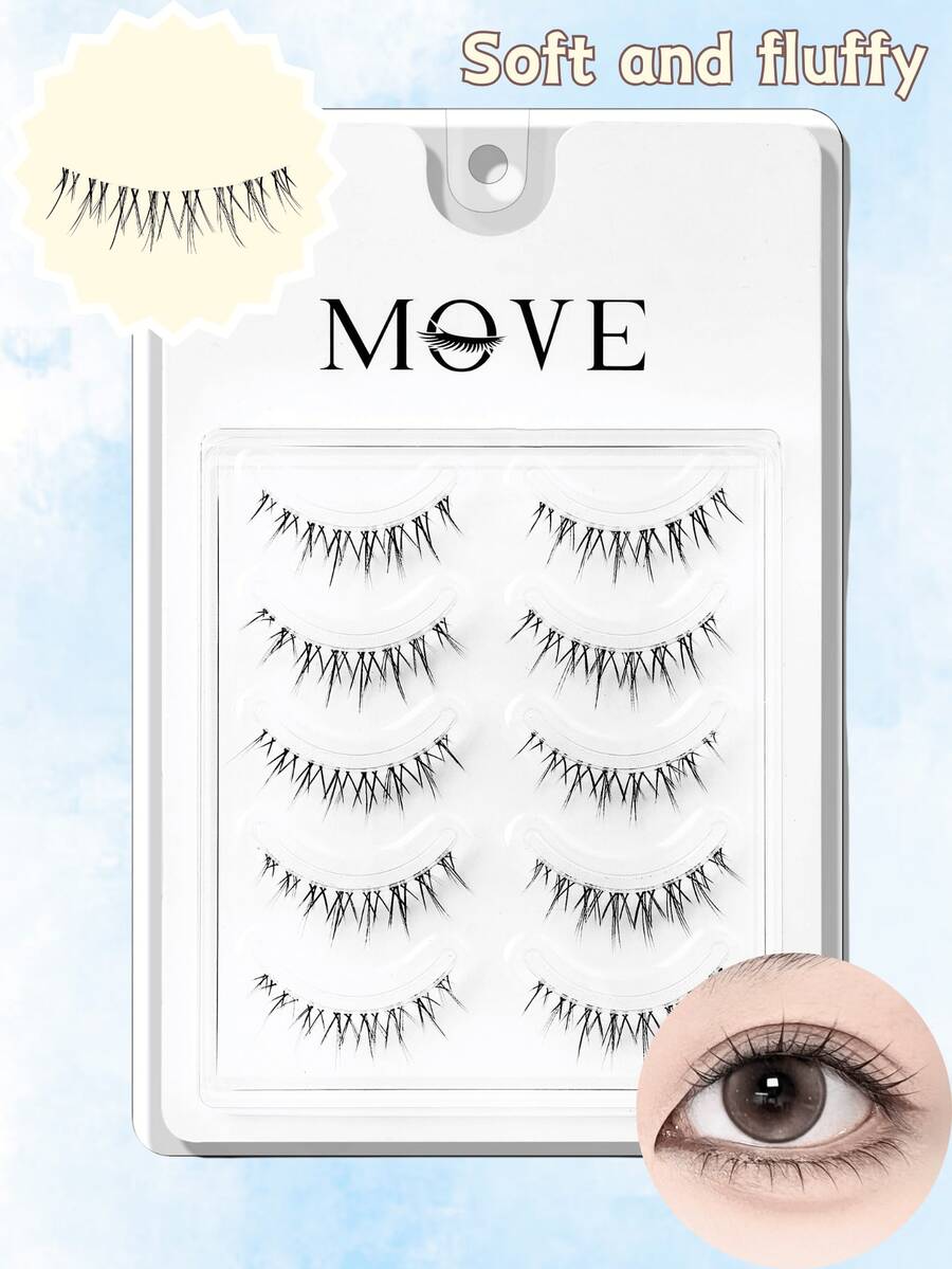 5 Pairs Korean Thin Eyelashes - Natural Wispy Flare False Eyelashes, 6-12mm Anime Fairy Style Reusable Lashes, 0.05mm Thickness, Fluffy Appearance, Suitable For Beginners, Great For Thanksgiving/Halloween/Christmas