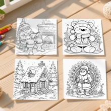 GDTME 1 pieza Libro para colorear con tema navideño, cubierta de papel perlado, 24 páginas con papel talla grande grueso mejorado (120g páginas interiores), 7.9x7.9 pulgadas, para colorear por un solo lado, contenido rico y exquisito, adecuado para adolescentes y adultos para aliviar el estrés, regalo perfecto para amigos, parejas y familia. ¡Regalo ideal para Año Nuevo, Navidad, Acción de Gracias!