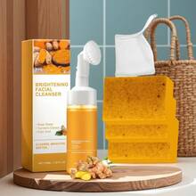 4pcs Turmeric Facial Cleansing Set, Including 30 Facial Wipes, 1/3/5 Pieces Of Handmade Turmeric Kojic Acid Soap, And 1 Bottle Of Turmeric And Damascus Rose Facial Cleansing Mousse. It Provides Deep Cleansing And Moisturizing, Contains A Large Amount Of Curcumin, Vitamin E, And Rose Essence, And Is Suitable For The Face And Body With A Natural And Mild Formula. - 黃色 - 查看 16