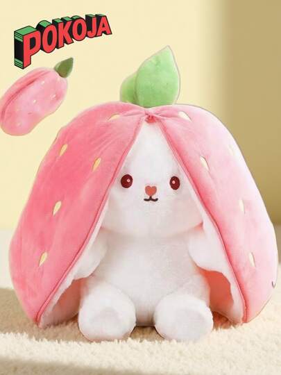 Jouet en peluche lapin fraise, jouets mignons de lapin à grandes oreilles molles, poupée animale aux fruits variés, petites poupées en peluche de lapin, oreiller moelleux, cadeaux de fête (25/35 cm), décoration d'intérieur, animal, gros jouets, duveteux