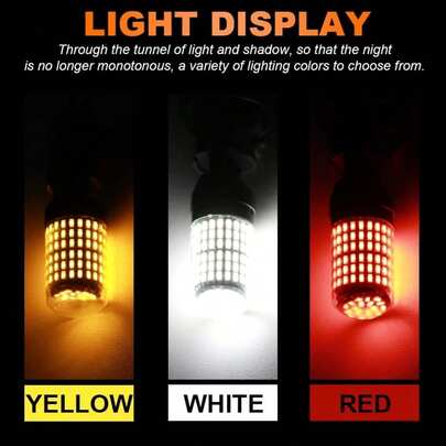 Car LED Turn Signal, Brake Light, 1 Piece 12-24V New LED Bulb, 144smd Light, Reverse Turn Signal Light BA15S P21W BAU15S PY21W 7440 W21W P21/5W 1157 BAY15D, Suitable For Multiple Vehicle Models, Decoding High Brightness Reverse Lights, Constant Current Anti Flicker