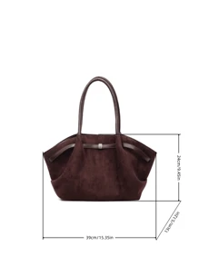 1pc Women's Large Capacity Handbag Vintage PU Leather Burgundy Red Large Capacity Handbag, Belt Decor, PU Material One Shoulder Tote Bag, Fashionable Retro Minimalist Style, Suitable For Women Shopping, Commuting, Daily Use, Bags For Ladies Fashionable