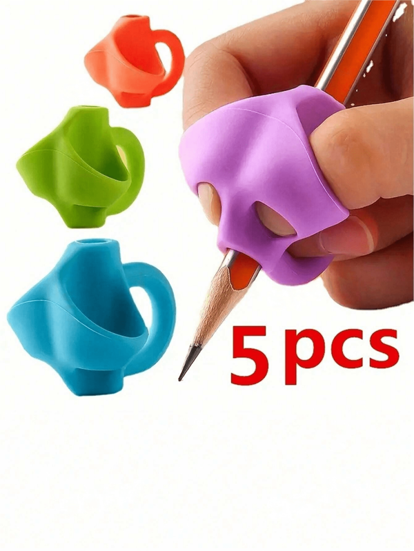 5pcs Pencil Grips For Kids, Suitable For Preschool And Elementary Students, Writing Posture Training Stationery, Children's Pencil Holders, Children's School, Children's Writing Tools, Teacher Supplies, Pencil Grips (Random Style And Color)