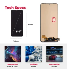Pantalla display LCD para Xiaomi Redmi Note 10 4G, Note 10S, Poco M5S, Incell premium, repuesto original para reparación de celular - Negro - Ver 1