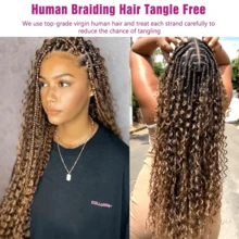 Human Braiding Hair 18 Inch 2 Bundles Human Hair Braiding Hair No Weft Deep Wave Bulk Human Hair For Braiding Hair Extensions For Boho Braids Wet And Wavy 120g P4/27 - S4/27 - 查看 5