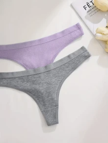 Kit 10 Calcinhas Fio Dental de Algodão Canelado