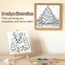 GDTME 1 pieza Libro para colorear con tema navideño, cubierta de papel perlado, 24 páginas con papel talla grande grueso mejorado (120g páginas interiores), 7.9x7.9 pulgadas, para colorear por un solo lado, contenido rico y exquisito, adecuado para adolescentes y adultos para aliviar el estrés, regalo perfecto para amigos, parejas y familia. ¡Regalo ideal para Año Nuevo, Navidad, Acción de Gracias!