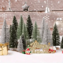 30 Mini Christmas Trees - Artificial Plastic Christmas Trees With Wooden Base, Classic Green And White Cedar Design, For Holiday Decorations, Parties, Home, Tabletop Crafts (No Electricity Required), Christmas Ornaments Home Decor Christmas Decorations Room Decor Winter