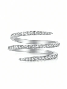 1pc S925 Sterling Silver Delicate Triple Circle Cross Ring, Women's Thumb Ring, Exquisite Jewelry Gift - Silver - View 3