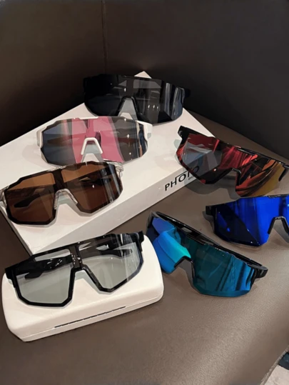 1 pieza Nuevas gafas deportivas para exteriores a prueba de viento para ciclismo, gafas de motocicleta de estilo europeo y americano de colores llamativos y de gran tamaño, favorecedoras