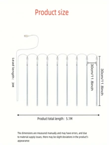 1 Set Of 8-Tube 192LED Meteor Shower Light String, USB Landscape Light, Outdoor Tree Decoration, Suitable For Garden, Street, Terrace, Tent, Wedding Party, Christmas, Thanksgiving And Halloween Decoration - USB - View 11