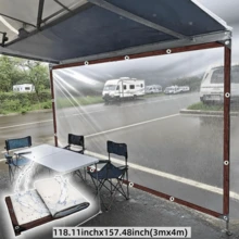 1pc Waterproof Cloth, Rainproof Tarp For RV Awning, Caravan Side Canopy, Windproof And Snowproof, Suitable For RV, Balcony, Yard, Outdoor Camping, Windbreak And Rainproof - Transparent - View 15