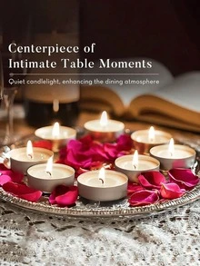 50pcs/10pcs Round Mini Aluminum Shell Butter Tea Wax Theme Holiday Decoration Proposal Candle Decoration, Hotel Tea Brewing Insulation Small Candle Multi-Color Round Tea Candle, Romantic Handmade Candle, Wedding Party Home Decoration Gift