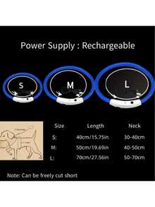 1 件可充电 LED 发光宠物项圈，具有 3 种照明模式，夜间可见，适合小型到大型犬和猫，节日氛围项圈