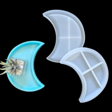 1 pieza Molde de silicona con forma de luna, molde para colada de resina epoxi, herramienta de manualidades DIY - Blanco - Ver 3