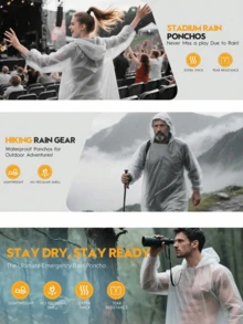 1 件男女款雨披 - 带抽绳的防水 PVC 雨衣、成人雨衣、透明连帽雨衣、便携式雨衣、露营/徒步旅行/应急、加厚女士男士雨衣、旅行、户外骑行、徒步旅行、便携式成人女士雨衣、返校用品 - 彩色 - 查看 2