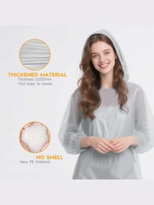 1 件男女款雨披 - 带抽绳的防水 PVC 雨衣、成人雨衣、透明连帽雨衣、便携式雨衣、露营/徒步旅行/应急、加厚女士男士雨衣、旅行、户外骑行、徒步旅行、便携式成人女士雨衣、返校用品 - 彩色 - 查看 5