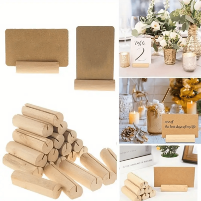 20/40pcs Wooden Wedding & Event Table Number Card Holders - Elegant Table Number Display Stands, Name Card & Photo Holders, Suitable For Photos, Place Cards, Menus - Perfect For Weddings, Parties And Events, Name Card Clips, Restaurant Wedding Table Number Wooden Message Clips