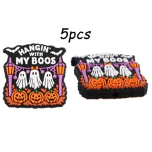 5 bucăți, mărgele și sortimente de mărgele, mărgele focale din silicon pentru Halloween, disponibile în diverse stiluri, cu fantome, dovleci și alte modele, potrivite pentru brățări, brelocuri, pixuri cu mărgele și mărgele realizate manual