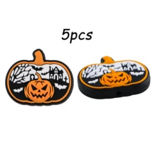 5 bucăți, mărgele și sortimente de mărgele, mărgele focale din silicon pentru Halloween, disponibile în diverse stiluri, cu fantome, dovleci și alte modele, potrivite pentru brățări, brelocuri, pixuri cu mărgele și mărgele realizate manual