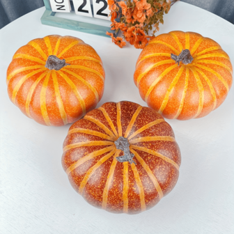 1pc Realistic Simulation Pumpkin - Outdoor/Indoor Halloween, Thanksgiving, Day Of The Dead Decoration - Orange And Brown Autumn Harvest Theme - Durable Fake Pumpkin, Suitable For Farm, Party, Outdoor, Festival Desktop Centerpiece, Rural Style Festival Decoration Home Decor Room Decor Halloween Decor