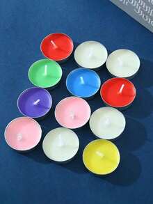 50pcs/10pcs Round Mini Aluminum Shell Butter Tea Wax Theme Holiday Decoration Proposal Candle Decoration, Hotel Tea Brewing Insulation Small Candle Multi-Color Round Tea Candle, Romantic Handmade Candle, Wedding Party Home Decoration Gift