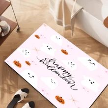 1pc Ghost Pattern Printed Silica Gel Carpet, Easy To Clean, 3D Printed Rectangle, Suitable For Entryway, Living Room, Kitchen, Bedroom, Hallway, Bathroom, Laundry Room - Polyester Carpet, Suitable For Indoor And Outdoor Home Decor, Halloween Decoration, Halloween Gift