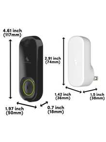 Kangaroo Smart Wireless Doorbell Camera With Free Chime,Wifi HD Security Camera With Night Vision,Motion Sensor, Battery Power, Control Home Security Via App,APP Alerts ,Support Alexa,Easy Installation