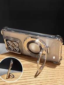 奢华电镀银色手机壳，带指环支架和磁吸支架，防震，时尚新款硅胶软保护套，兼容 16/15/14/13/12/11/X/XS/XR/8/7 Plus/Pro Max，Galaxy S25/S24/S23/S22/S21/Note 20/A55/A54/A53/A52/A35/A34/A23/A16/A15/A14/A13/A12 - 銀色 - 查看 5