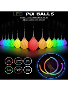 1/2pcs LED Meteor Ball - Upgraded Water Drop Shaped Professional Rainbow Gradient & High Frequency Flashing Rotating LED Lighting Toy Ball, 9 Lighting Modes, Suitable For Beginners And Professionals, Rainbow Rotating Dance And High Frequency Flashing Rotating LED Lighting Toy, Christmas & Halloween Gift Lighting Ball - White - View 9