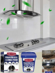 JUE FISH 100g Stainless Steel Cleaning Paste - Removes Stains, Rust, Polishes And Degreases Stainless Steel Pots, Pans, Stovetops, Hoods, Rust Remover, Multi-Purpose Kitchen Cleaning Powder, Suitable For Pots, Pans And Surfaces, Stainless Steel Cleaning Paste - Pot Cleaning Agent; Stainless Steel Cookware Cleaner; Stove Cleaner; Cleaning Supplies; Iron Cleaner; Kitchen Supplies; Kitchen; Cleaning; Kitchen Utensils, Pots, Stoves - Multicolor - View 10