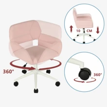 Meubles Cosy 桌椅套裝 - 可折疊電腦桌和 360° 旋轉椅，可調節高度，適用於辦公室、家庭、工作站，金屬框架，80 x 40 x 74 厘米和 56 x 60 x 77-87 厘米，，禮物，粉紅色和原木色返校 - 彩色 - 查看 4