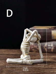 Decoración de estatua de esqueleto en posición de yoga para Halloween, modelo de esqueleto corporal de resina hecho a mano en estilo gótico, adecuado para fiestas de Halloween, cementerio, casa embrujada y decoración de escritorio - Multicolor - Ver 8