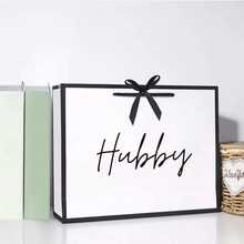 1个独特的优质老公礼品袋，礼品包装袋，轻便可折叠购物手提包，老公礼物，生日、圣诞节、父亲节和情人节送给老公的最佳礼物创意 - 彩色 - 查看 6