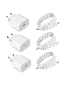 Chargeur rapide PD 20W + Câble de données de charge rapide PD, Adaptateur de chargeur rapide, Compatible avec 14 Pro Max/14 Pro/14 Plus/14/13 Pro/13/12/11/XS/XR/8/7//Série iPad, Norme européenne, Kit de charge efficace, Chargeur mural multifonction PD 20W norme européenne, Convient pour les voyages, le bureau, le dortoir et la maison