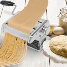 1pc Fresh Pasta Maker Roller, Machinestainless,Sheet Thickness From 0,5 Mm To 4,8 Mmthanks To 10-Position Adjuster,3 Pasta Shapes Included,Makes Lasagne, Fettuccine & Tagliolini,Ect - Silver - View 6