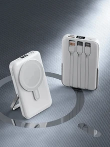 10000mAh Magnetic Power Bank With 3 Built-In Cables And Kickstand, PD Fast Charging, 22.5W - 隨機顏色 - 查看 5