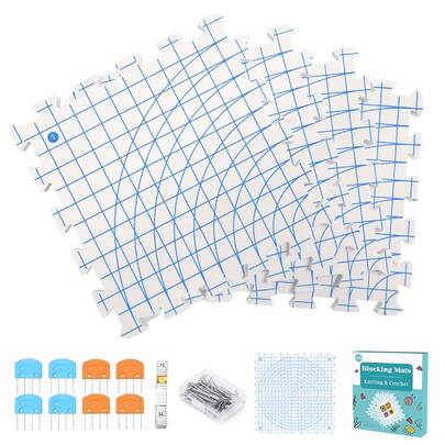 4-Pack Blocking Mats For Knitting & Crochet, Extra Thick Blocking Boards With Grids, 32x32cm Reusable Crochet Blocking Board And Pins