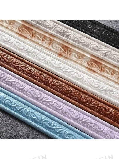 3D Stereo Bathroom & Kitchen Wall Stickers, Self-Adhesive Line Decor TV Background Wall Frame Waterproof Wallpaper Baseboard Wall Decals