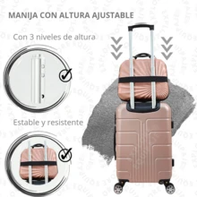 JONY Maleta Más Neceser de 20 Pulgadas Con Candado Fijo De Combinación y 4 Llantas 360° - Rosa Oxidada - Ver 5