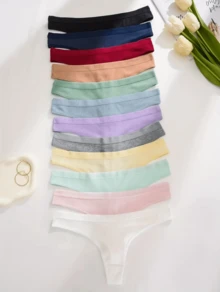 Kit 10 Calcinhas Fio Dental de Algodão Canelado