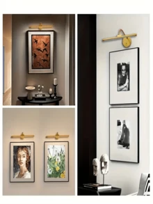 1 Stück USB aufladbare Bildbeleuchtung, Badezimmerspiegelbeleuchtung, mit Fernbedienung zum Dimmen und Timer, kabellose Kunstbeleuchtung, Schwarz/Gold optional, geeignet für Wandbilder, Fotorahmen, Kunstporträts, Dartscheiben (1800mAh) - USB - Übersicht 8