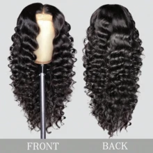 10-34 Inch 200% Density 13x4 Loose Deep Wave Wig Lace Fontal Wig Human Hair Pre Plucked Human Hair Wigs For Women Human Hair HD Transparent Lace Frontal Wig Deep Curly Wigs For Beginners - SNatural - 查看 5