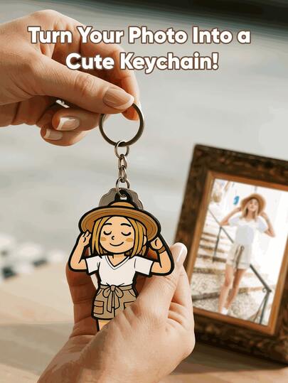 1pc Customized 3D Acrylic Keychain - Turn Any Image Into A Cute 3D Character Keyring, Perfect Gift For Men, Women, Kids, Pets, Friends, Couples, Suitable For Anniversary, Birthday, Valentine's Day, Costume Accessories, Halloween Theme, Also Great For Boyfriend, Girlfriend, Family, Friends
