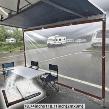 1pc Waterproof Cloth, Rainproof Tarp For RV Awning, Caravan Side Canopy, Windproof And Snowproof, Suitable For RV, Balcony, Yard, Outdoor Camping, Windbreak And Rainproof - Transparent - View 14