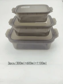 Bộ 3 hộp đựng thực phẩm dày trong suốt, kín, hộp đựng hình chữ nhật dùng được trong tủ đông và tủ lạnh, hộp nhựa dùng được trong lò vi sóng (Đen * Ngà) - Nhiều màu - Xem 23