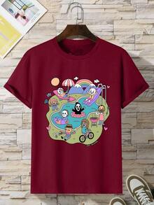 Playground T-Shirt Horror Movie TV Series Classic Horror Characters Cute 100% Cotton Unisex Male Female Plus Size - Đỏ - Xem 1