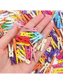 35/39/60/69/96/116 Pcs Colorful Wooden Mini Clips (Decorative, Not For Laundry), 1 Inch, Reusable And Space-Saving, Suitable For Photos, Crafts And DIY Projects, Home And Kitchen Decor, Albums, Frames And Accessories, Clothespins