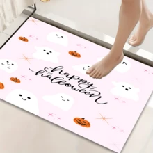 1pc Ghost Pattern Printed Silica Gel Carpet, Easy To Clean, 3D Printed Rectangle, Suitable For Entryway, Living Room, Kitchen, Bedroom, Hallway, Bathroom, Laundry Room - Polyester Carpet, Suitable For Indoor And Outdoor Home Decor, Halloween Decoration, Halloween Gift