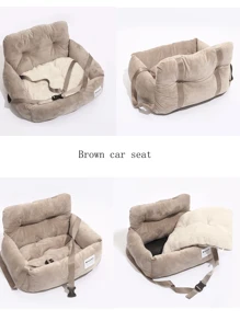 Cama/nido para mascotas para todo el año, Cama de perro para transportín de coche, Asiento elevador para perros en el coche, Cama para gatos, Con cinturón de y cuerda de tracción, Cubierta de asiento portátil con asa para mascotas, Accesorios para el coche